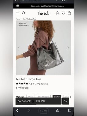 The Sak Los Feliz Large Tote Bag, Metallic Silver